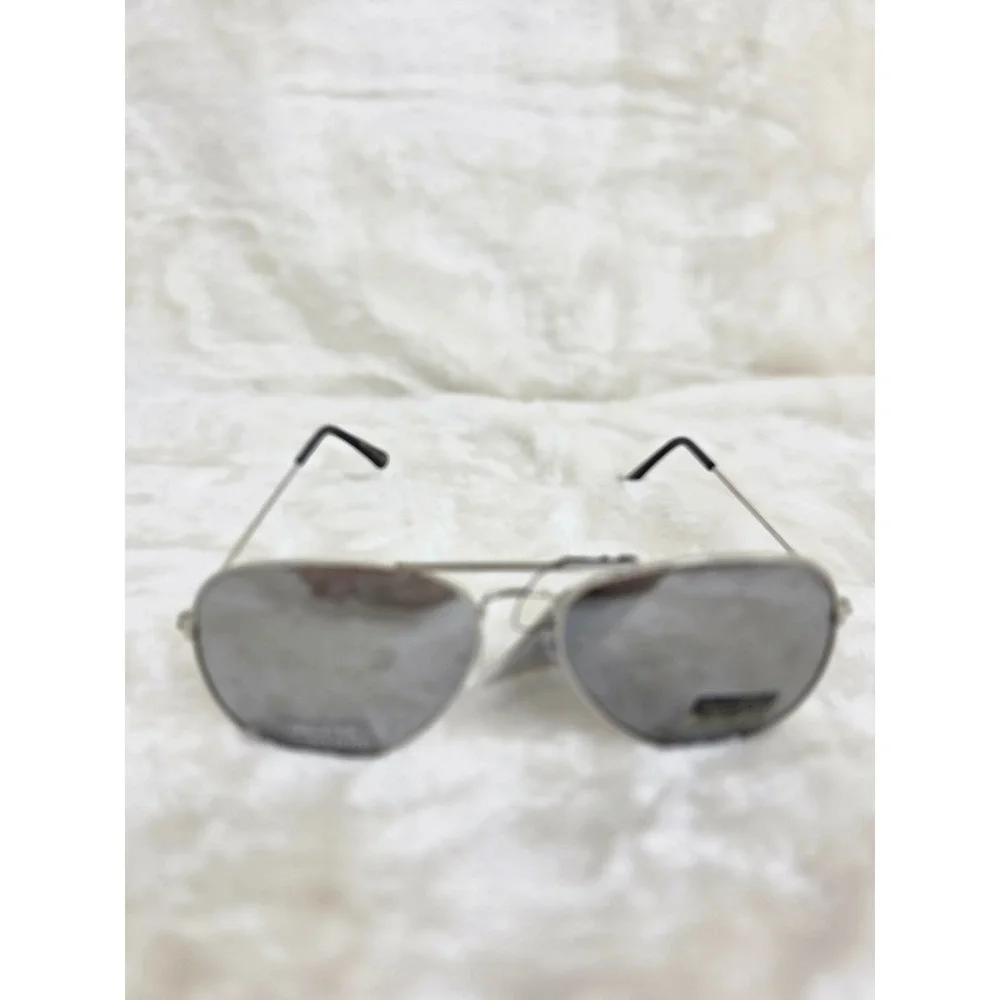 Air Force Aviator Sunglasses Deluxe Edition Silver‎ Tone Mirrored Lenses UV
